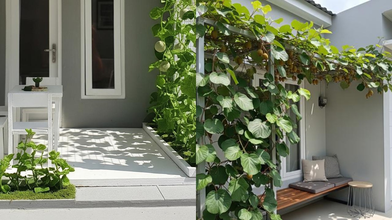 Teras Cantik Bernuansa Alam, Inspirasi Tanaman Buah Merambat di Dinding Rumah!