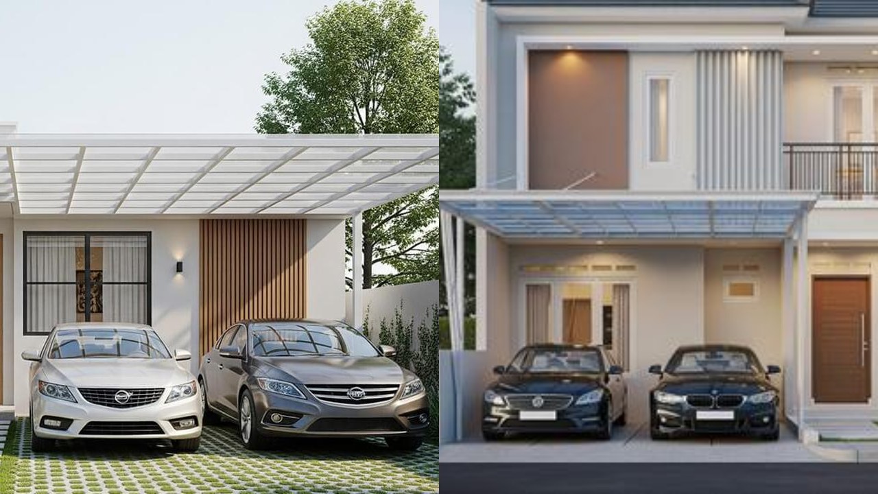 Desain Carport Minimalis 2 Mobil di Lahan Terbatas, Solusi Praktis Hunian Modern!