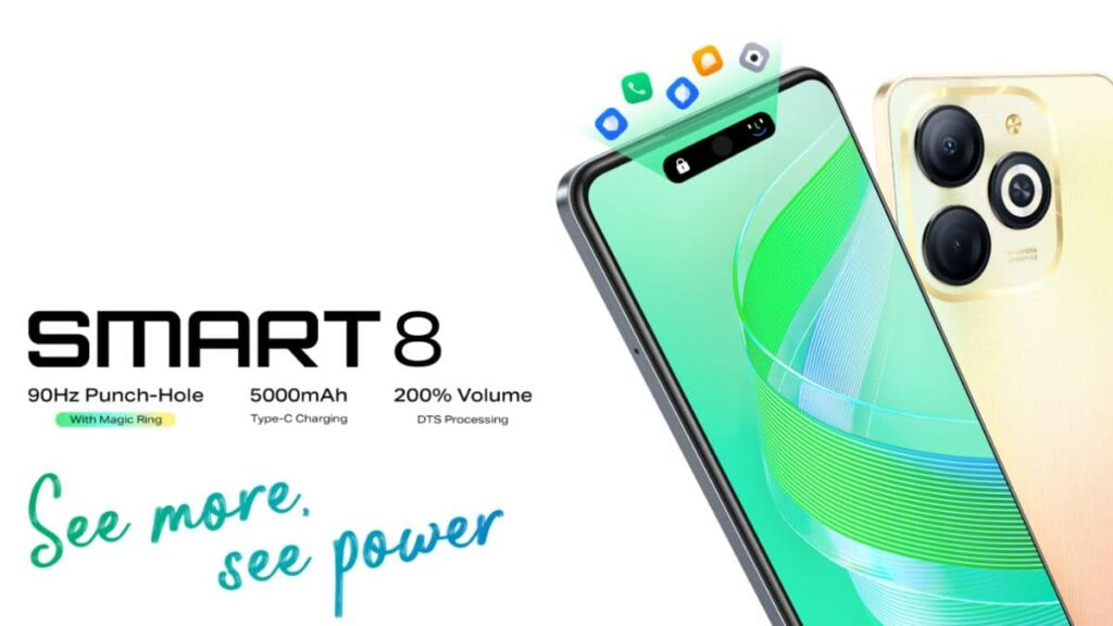 Infinix Smart 8 HD Dengan Layar HD+ 90Hz dan Keamanan Fingerprint Side-Mounted