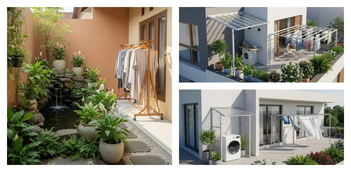 9 Trik Menyembunyikan Jemuran Tanpa Mengurangi Cahaya untuk Ruang Cuci Mini 