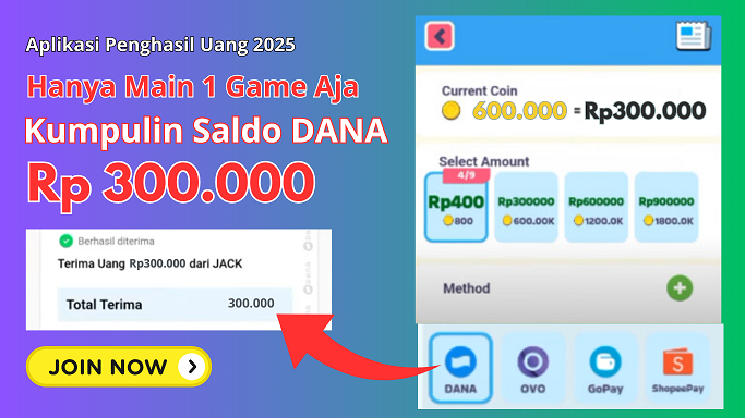Modal Login Dapat Rp300.000 Saldo DANA, Benarkah? Coba Game Penghasil Uang Ini Sekarang!