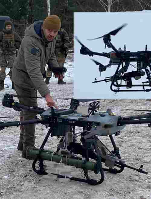 Jenius, Ditangan Milirer Ukraina, Drone Pertanian DJI Agras T30 Untuk Bertempur, Dibekali Roket Anti Tank