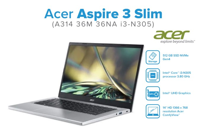 Acer Aspire 3 Slim (A314-36M), Laptop Multifungsi dengan Desain Premium