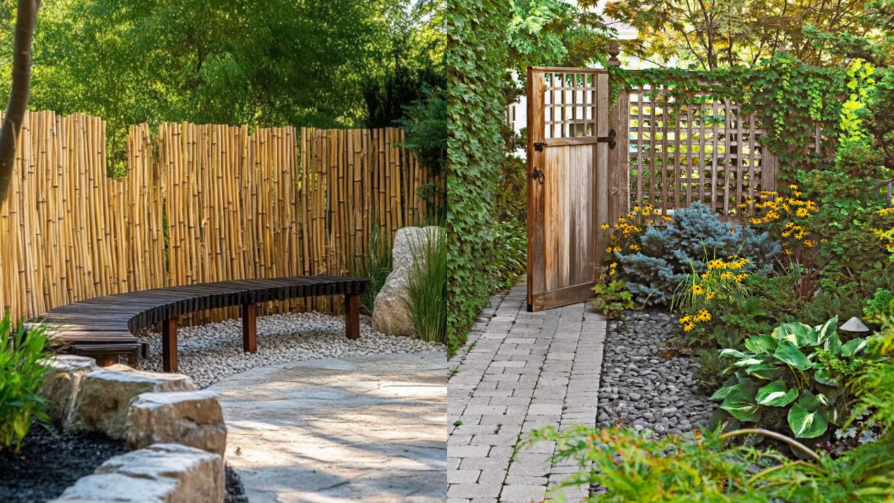 Inspirasi Pagar Bambu dengan Taman dan Jalan Setapak Batu Alam, yang Bikin Halaman Rumah Makin Asri!