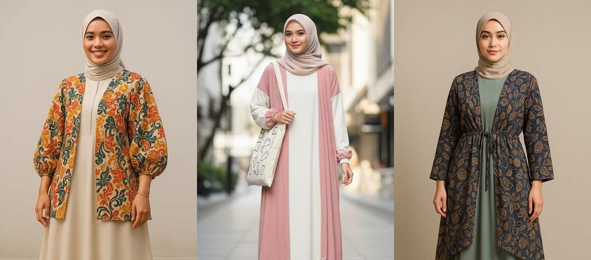 Inspirasi Fashion Muslim Wanita Modern Outer 2 in 1 Terbaru 2025, Elegan dan Stylish untuk Segala Acara