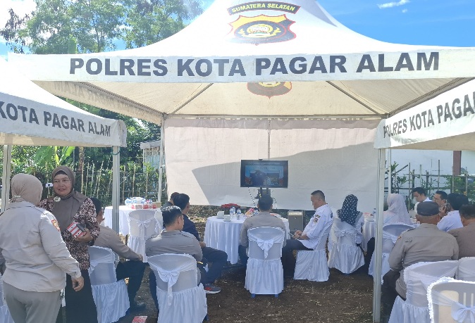 Polres Pagar Alam Gelar Zoom Penanaman Jagung Serentak Bersama Wapres dan Kapolri