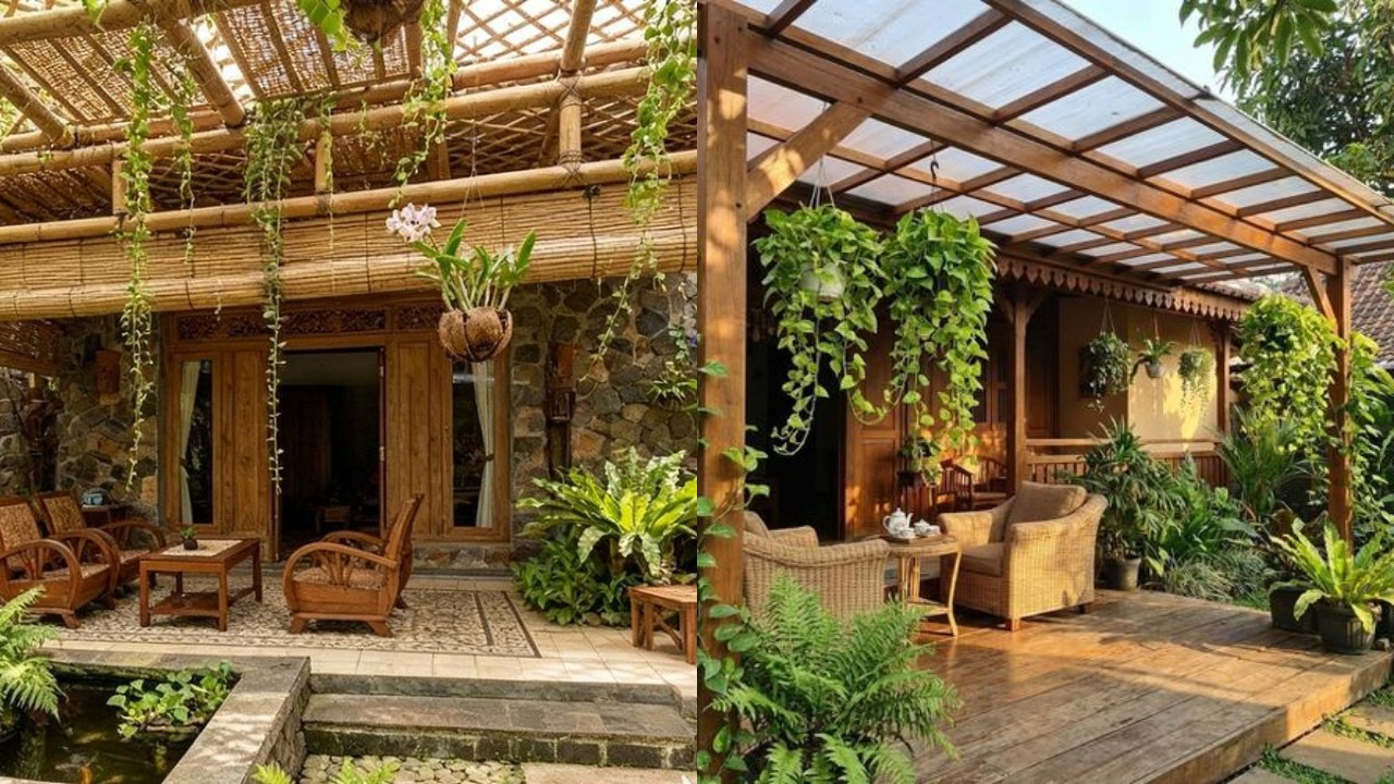 Model Teras Minimalis Teduh dengan Tanaman Gantung yang Cantik dan Natural!