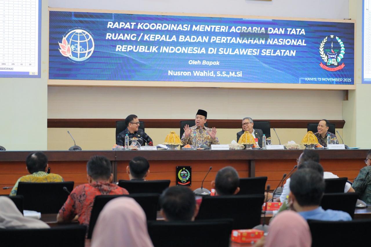 Menteri ATR/BPN Nusron Wahid Pimpin Rakor Pertanahan se-Sulsel