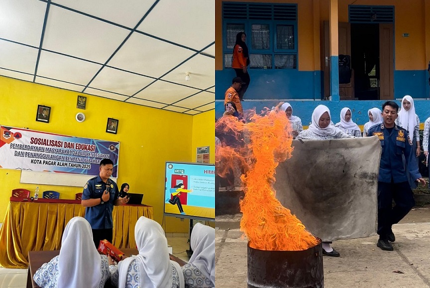 Edukasi Pelajar, BPBD Kota Pagar Alam Simulasi Kesiapsiagaan Kebakaran di Sekolah