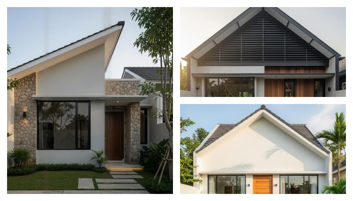9 Inspirasi Fasad Rumah Minimalis Satu Lantai Atap Pelana Miring, Modern, Elegan, dan Fungsional