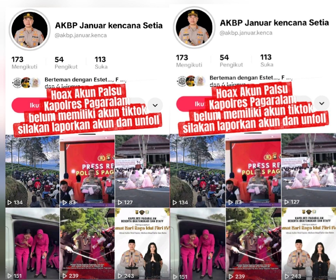 Akun Tiktok Palsu Catut Nama Kapolres Pagar Alam, AKBP Januar KS Persada : Waspada Modus Penipuan 