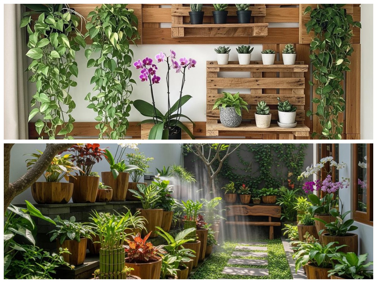 Inspirasi Kebun Rumah dengan Sentuhan Kayu dan Tanaman Hias, Asri dan Instagramable
