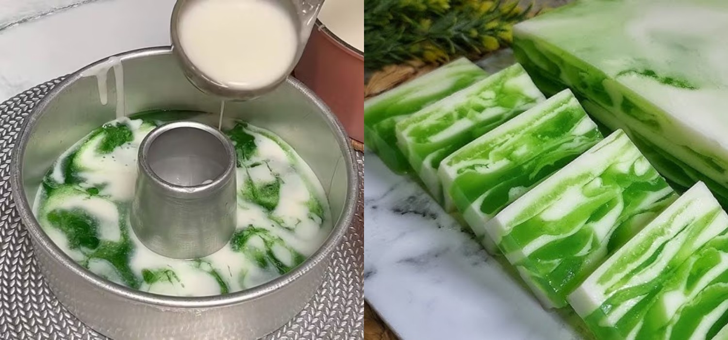 Puding Marmer Pandan, Paduan Rasa Segar dan Lembut yang Sempurna