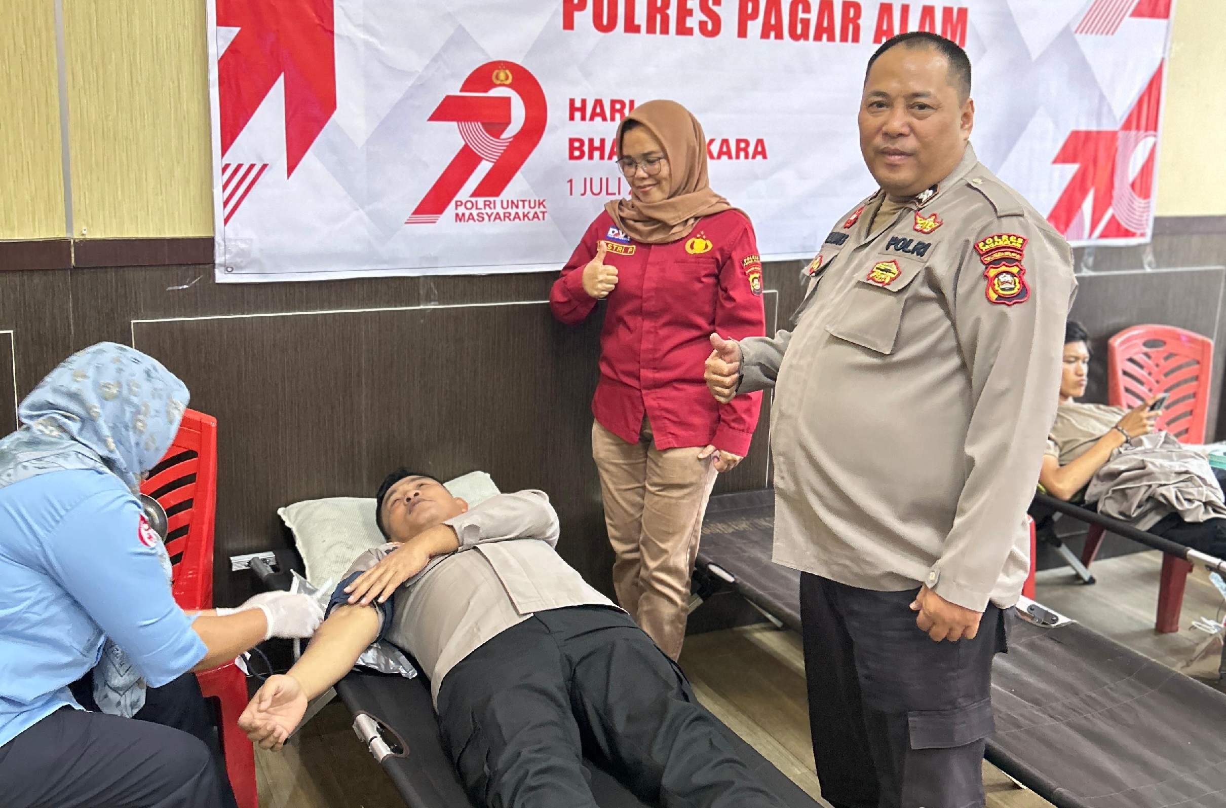 Peringati HUT Bhayangkara ke-79, Gelar Baksos Donor Darah