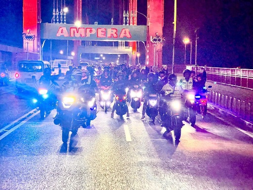 Wujudkan Kamtibmas di Kota Palembang, Ratusan Anggota Klub Motor Patroli Bareng Kapolda Sumsel