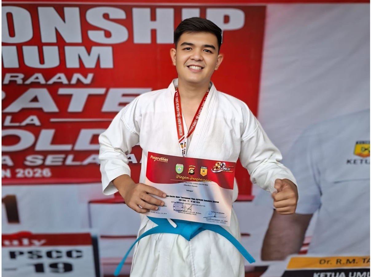 Harumkan Polres Pagar Alam, Briptu Akbar Raih Perunggu Kejuaraan Karate Kapolda Cup