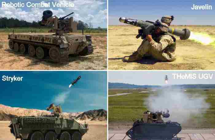 Angkatan Darat AS Uji Peluncuran Rudal Anti Tank Javelin Dari Dua Jenis UGV