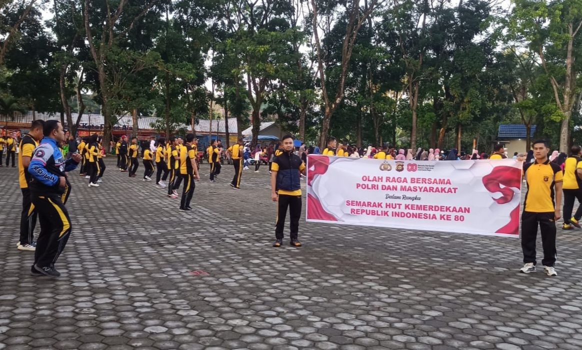 Sambut HUT Kemerdekaan RI ke-80, Polres Pagar Alam Gelar Senam Sehat