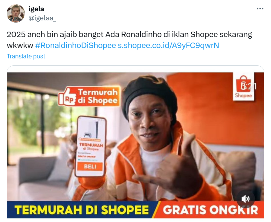 Ronaldinho Tampil di Iklan Shopee, Selebrasi Samba Ikoniknya Bikin Nostalgia