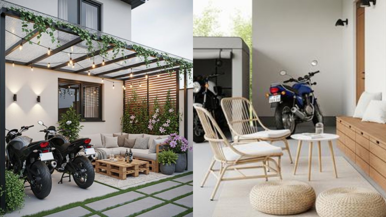 Desain Teras Rumah Kecil, Bisa Parkir 2 Motor Sekaligus Tempat Nongkrong!