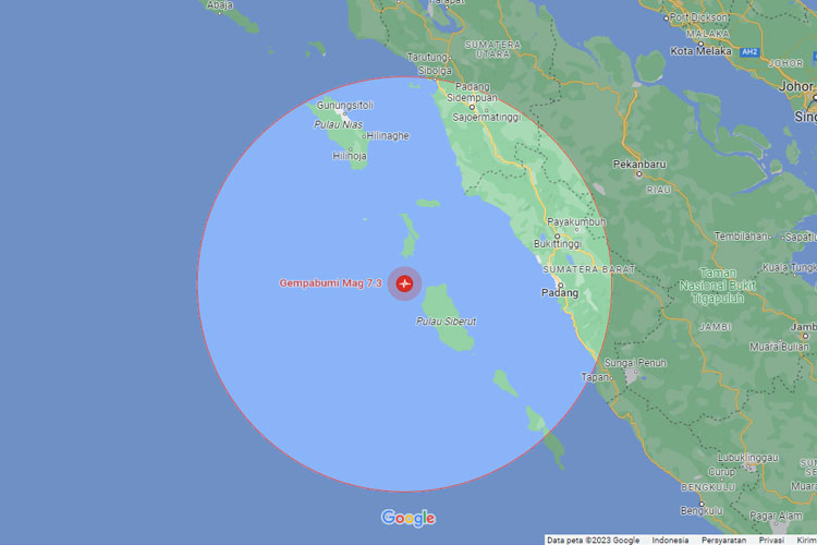 Gempa M 7,3 Berpotensi Tsunami Guncang Kepulauan Mentawai Sumut!