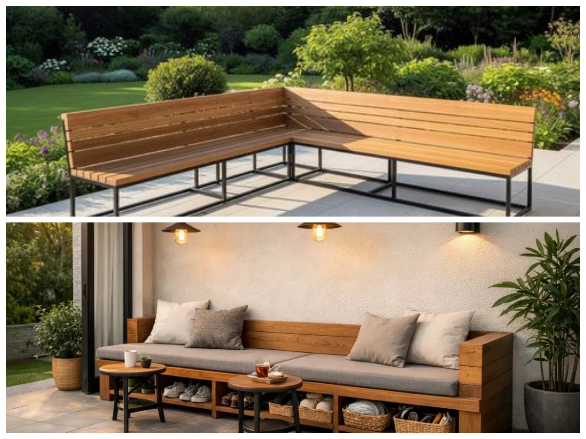 Desain Teras Hemat Ruang: 9 Ide Kursi Kayu Panjang untuk Fasad Rumah yang Modern dan Estetik