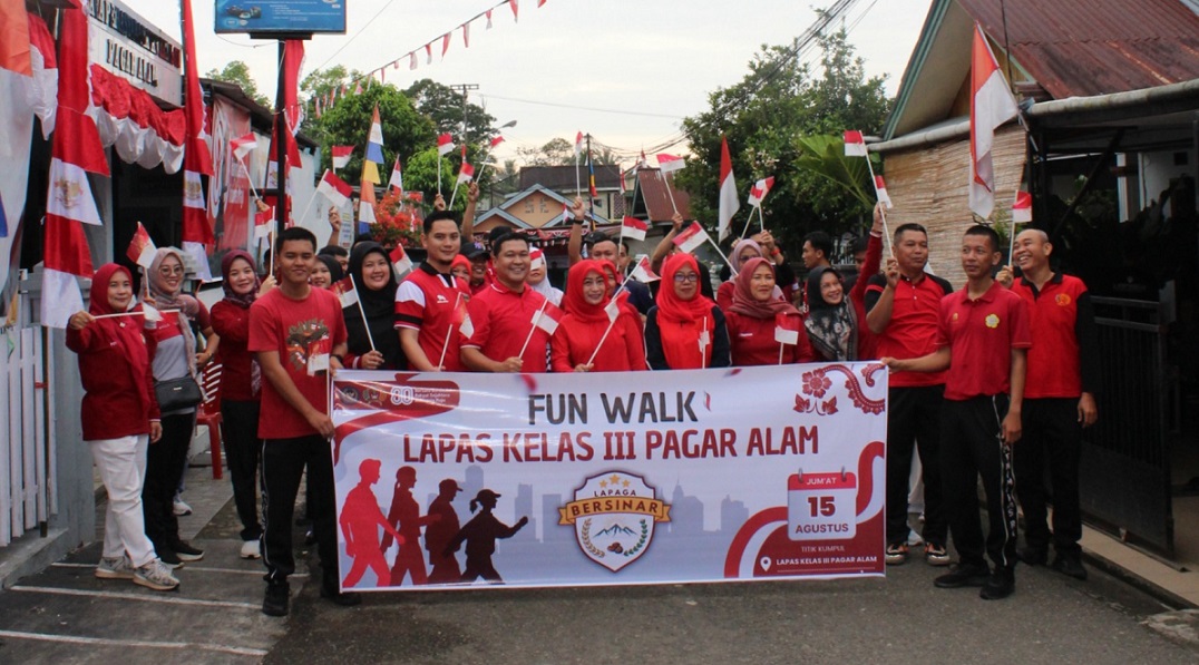 Perkuat Kebersamaan Dimomen HUT Kemerdekaan, Lapas Pagar Alam Gelar Fun Walk 