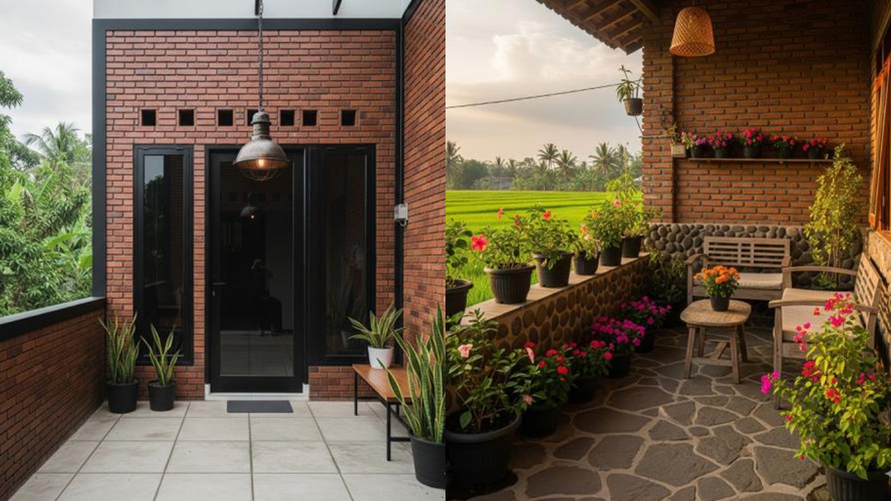 Teras Bata Merah Minimalis, Inspirasi Desain Klasik yang Bikin Rumah Makin Menawan!