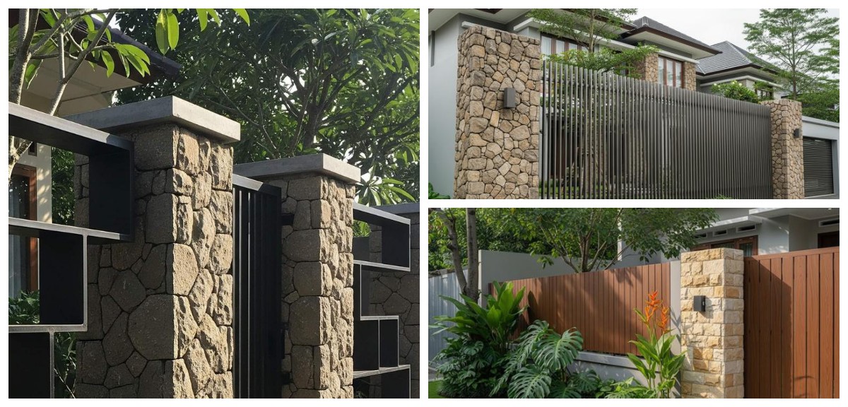 7 Model Pagar Besi dan Batu Alam Andesit yang Membuat Rumah Terlihat Mewah