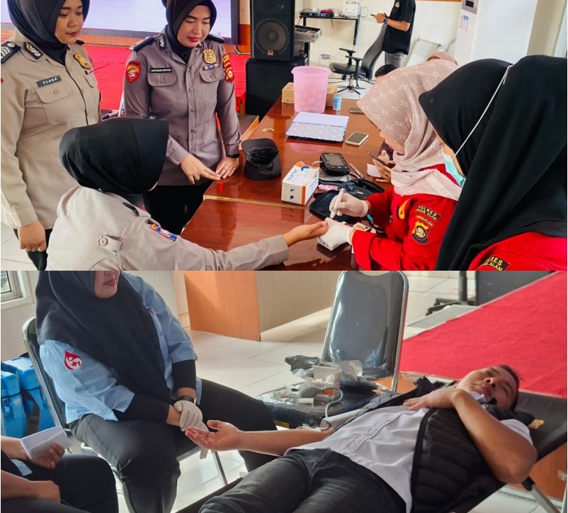 Polres Pagar Alam Baksos Donor Darah Sambut HUT Bhayangkara ke-80