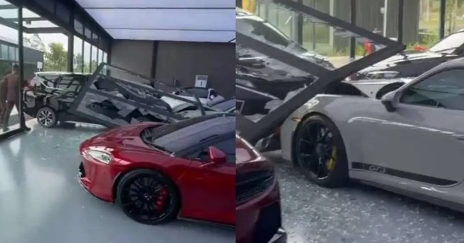 Viral! Kecelakaan di Showroom Mobil Mewah, Xpander vs Porsche GT3 2022, Segini Kerugiannya!