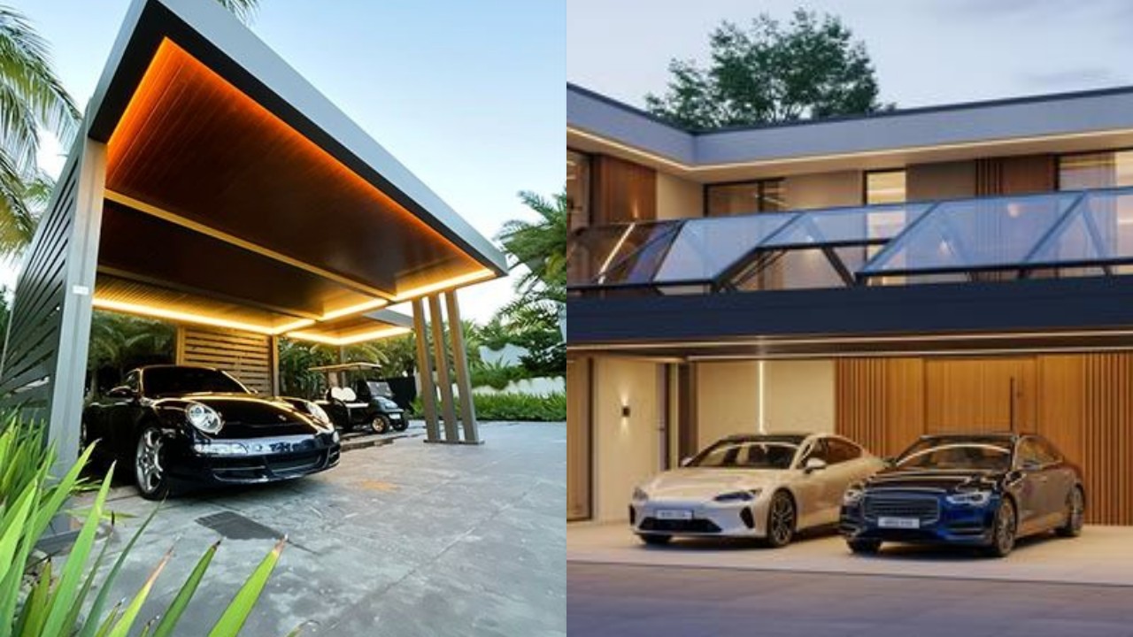 Carport Mewah Dua Mobil dengan Atap Kaca Tempered, Solusi Parkir Stylish dan Aman!