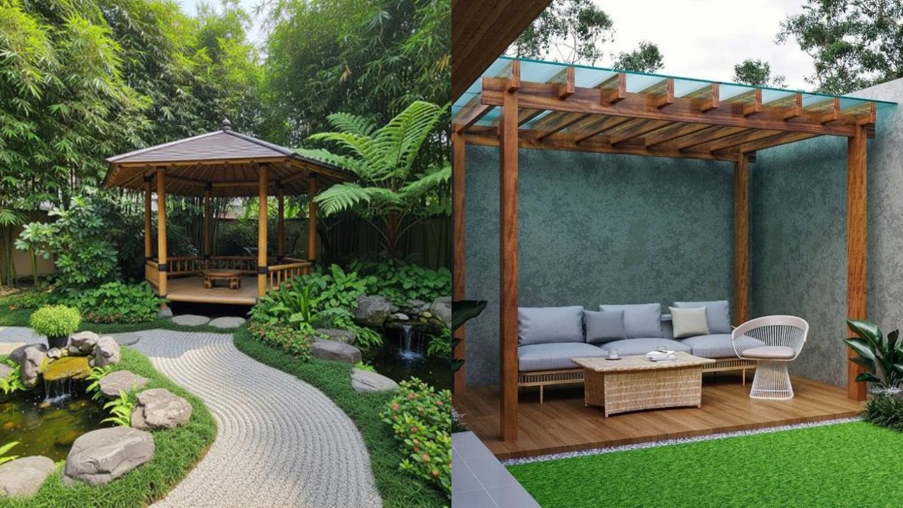 Taman Belakang Rumah dengan Gazebo Tropis, Suasana Liburan Setiap Hari!