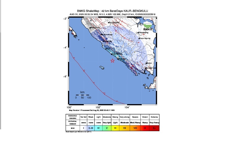 Pagar Alam Digoyang Gempa Kaur-Bengkulu