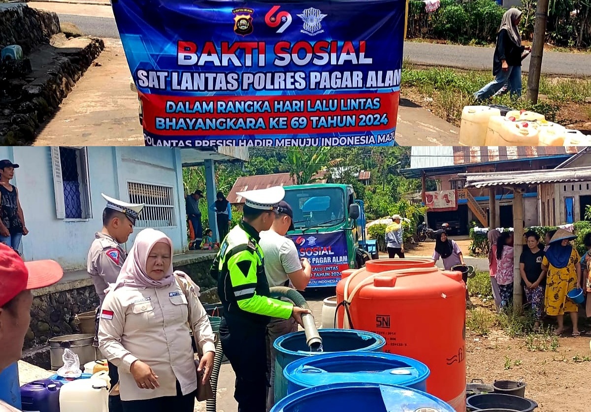 Polri Peduli, Satlantas Polres Pagaralam Distribusikan 7000L Air Bersih