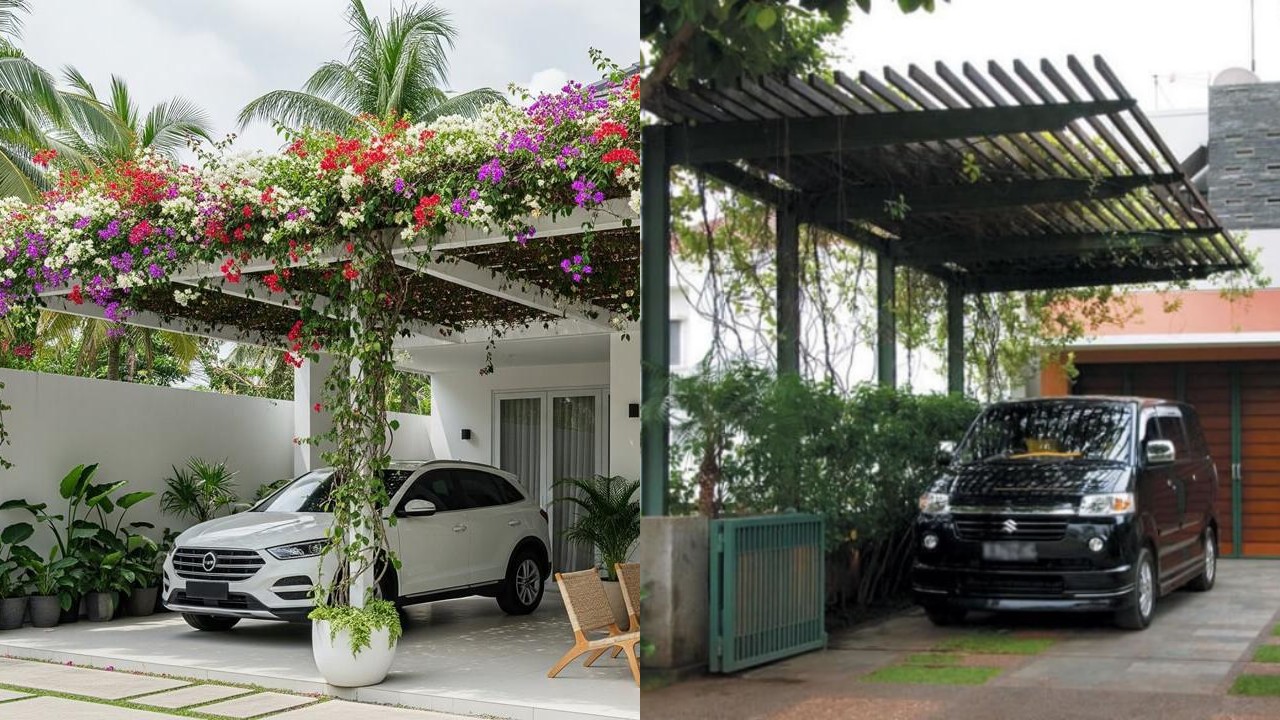 Carport Minimalis dengan Tanaman Rambat, Solusi Peneduh Natural Kekinian!