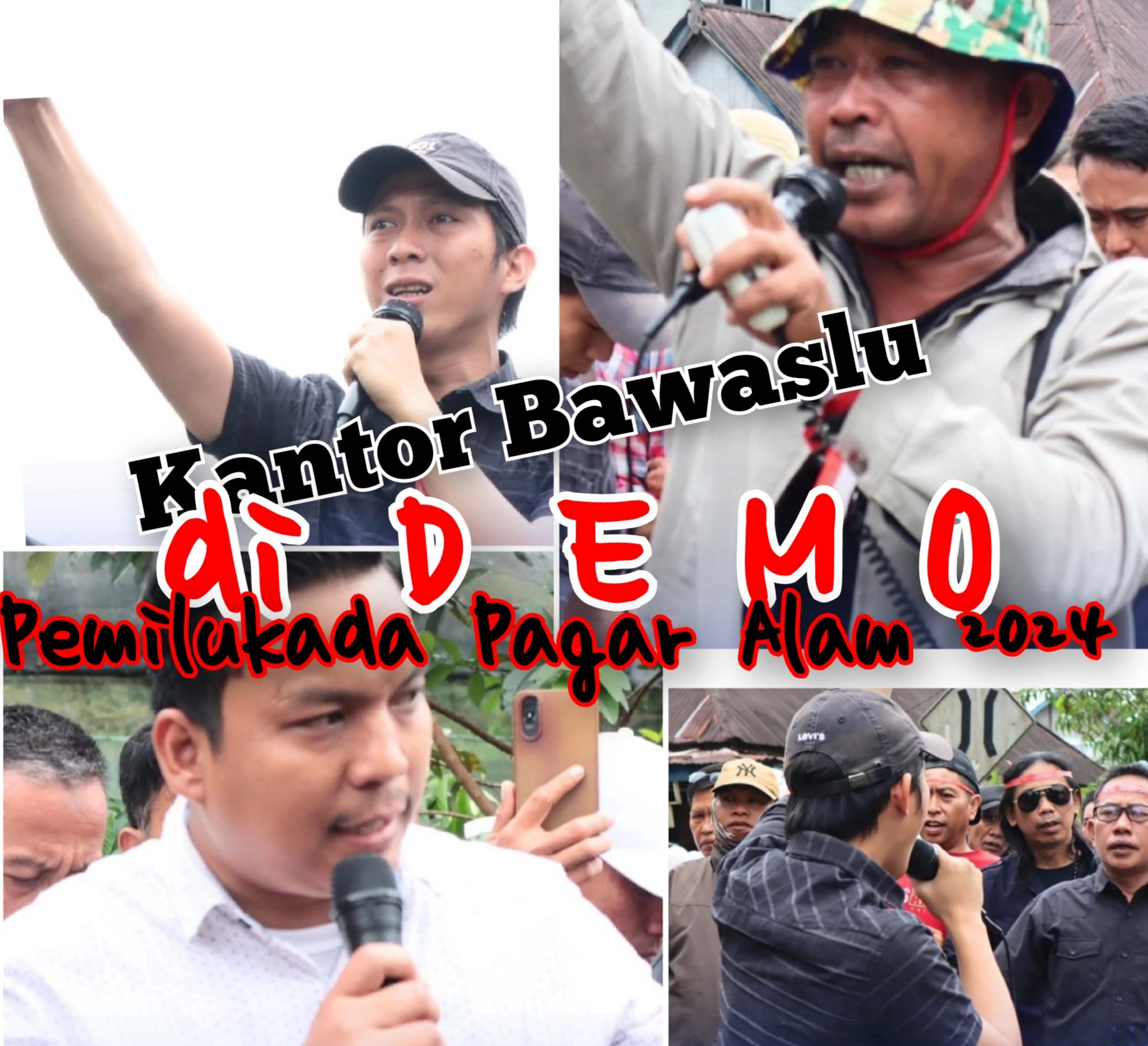 Brimob - TNI Kawal Massa Pendukung Paslon Geruduk Kantor Bawaslu Pagar Alam