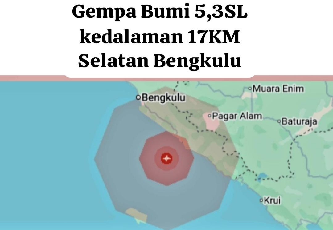 Gempa M 5.3 di Bengkulu Selatan Getarkan Gunung Dempo