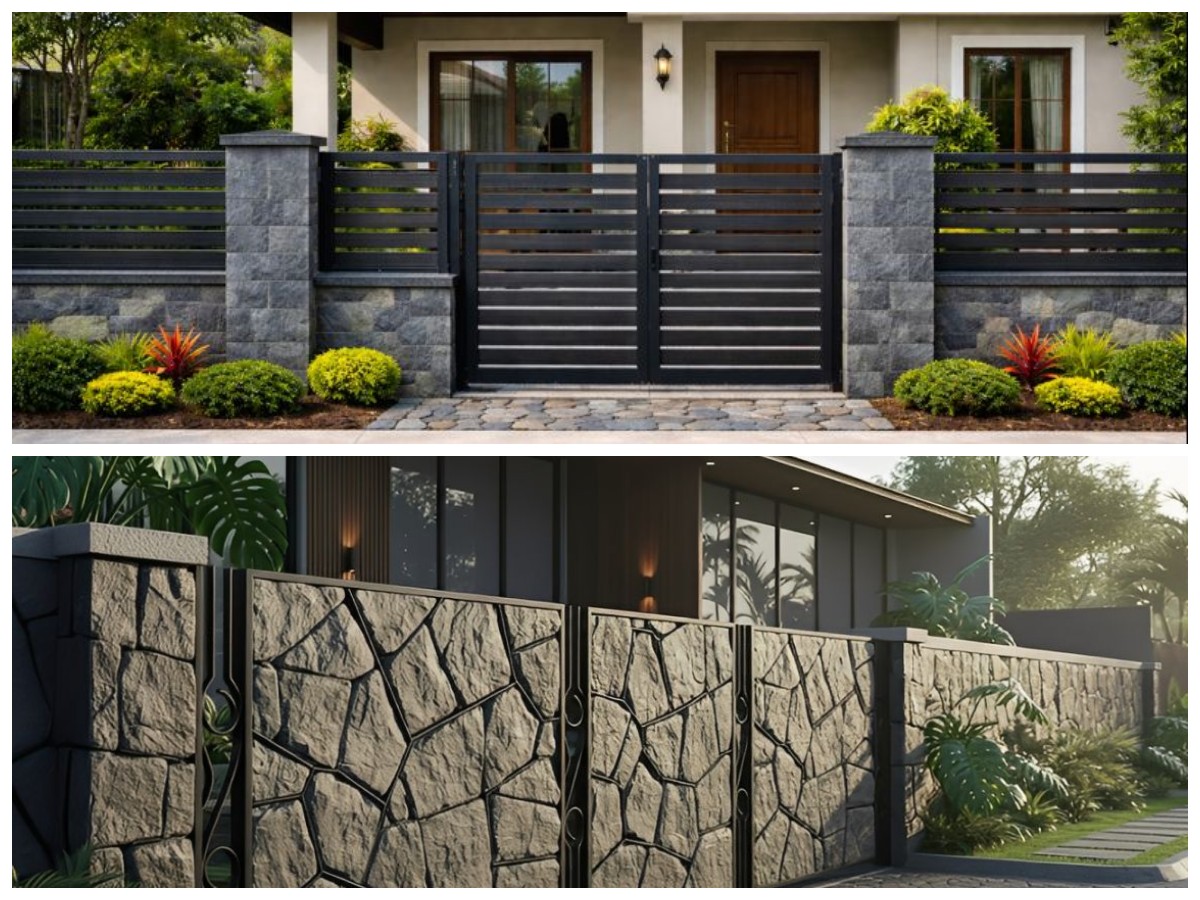 Perpaduan Pagar Besi dan Batu Andesit 2026, Desain Rumah Tampak Elegan dan Modern