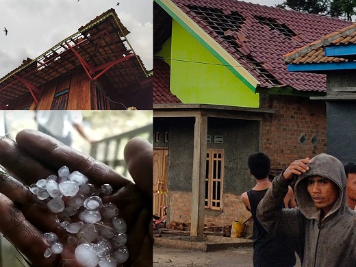 Hujan Es disertai angin kencang rusak rumah warga di Buay Runjung OKU Selatan