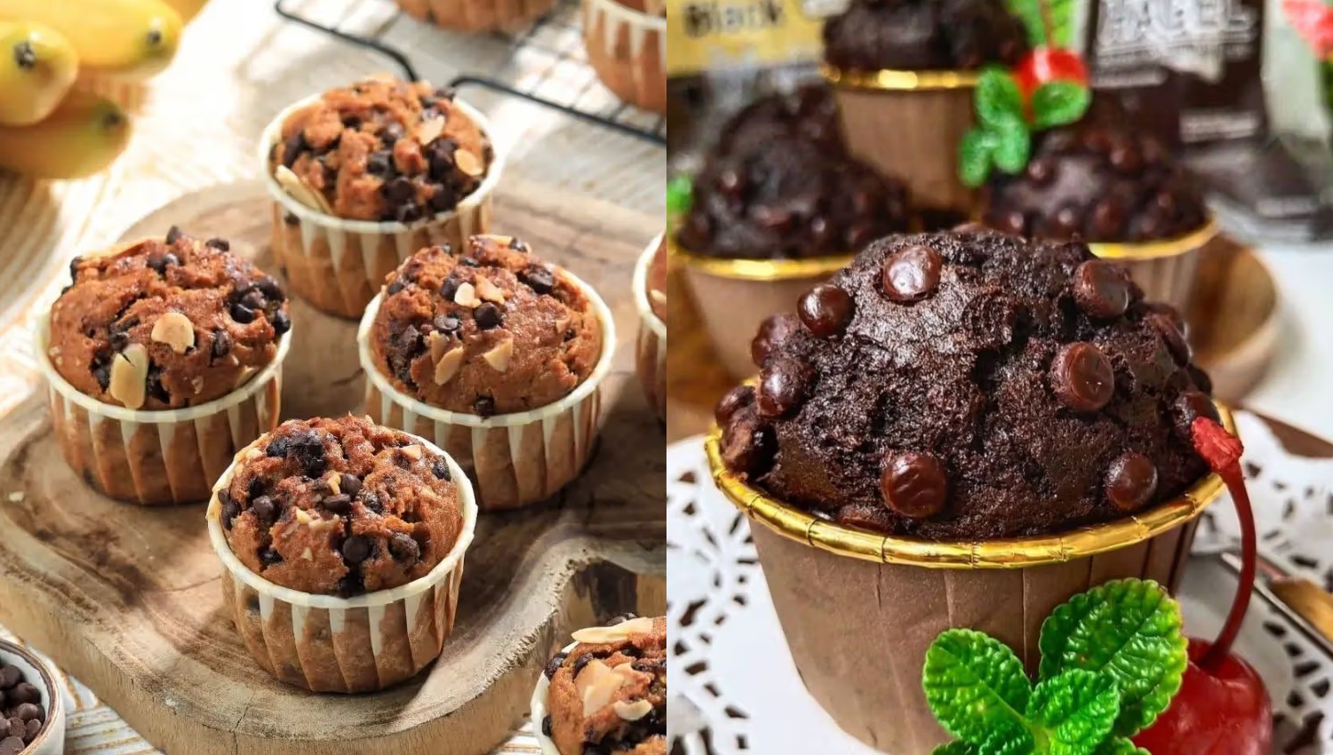 Muffin Cokelat Pisang, Kombinasi Sempurna Pisang Manis dan Cokelat Leleh