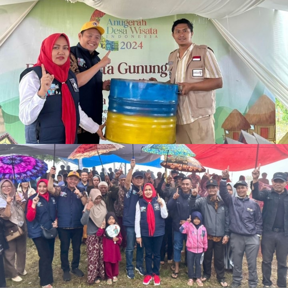 Langkah Peduli Lingkungan  Paslon No 1 Hepy-Efsi Berikan Bantuan Tong Sampah di Kampung Dua Muara Perikan