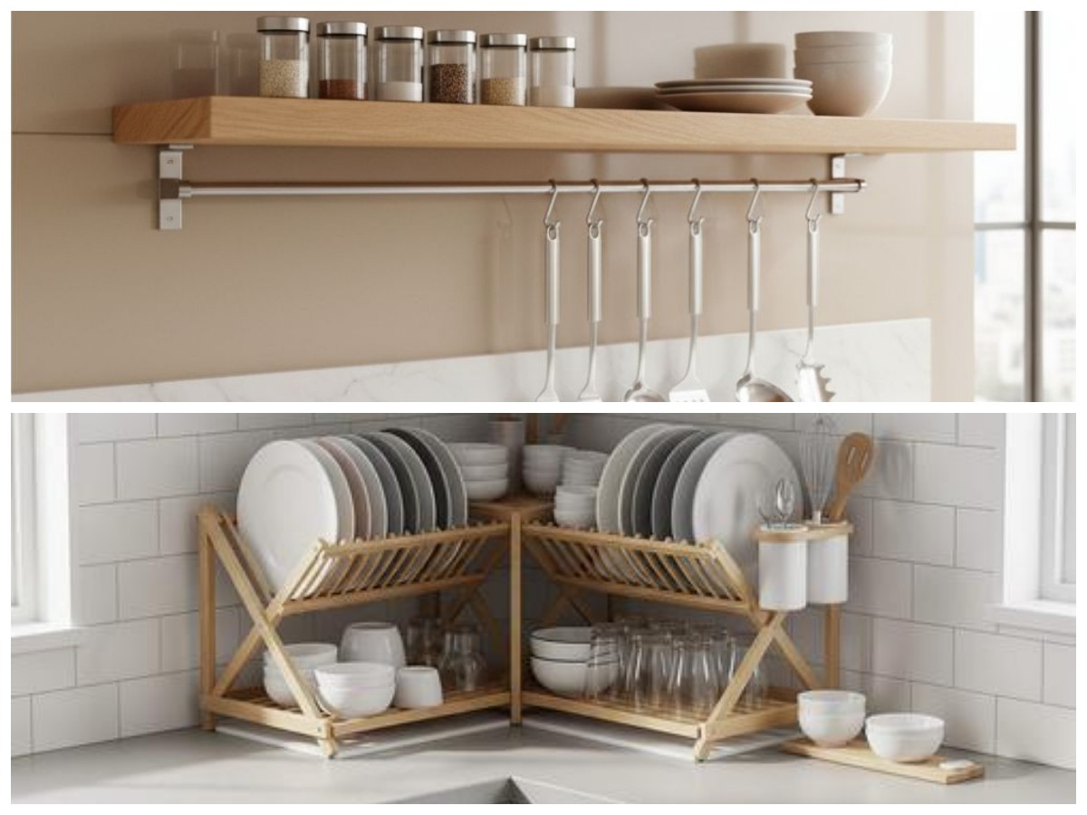 Rak Piring Kayu Alami untuk Dapur Modern, Fungsional Sekaligus Mempercantik Ruangan