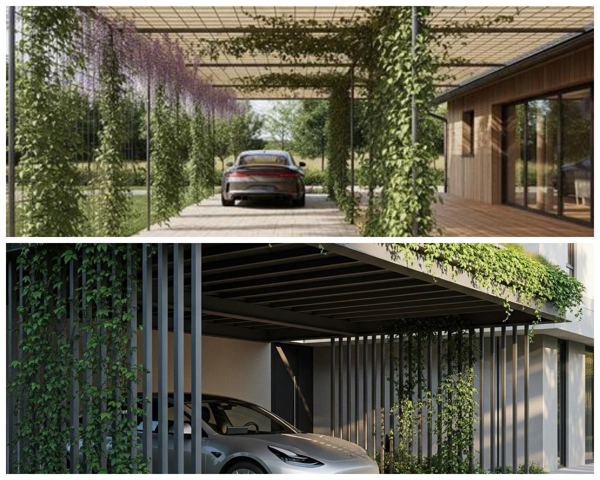 7 Konsep Carport Minimalis dengan Tanaman Pembatas Ini Bikin Rumah Adem dan Terlihat Mewah