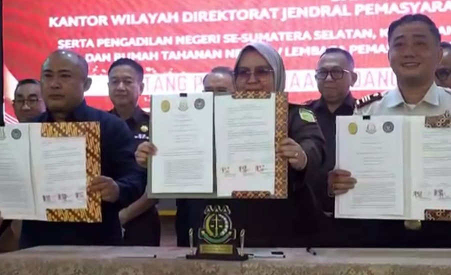 Kalapas Pagar Alam Hadiri Perjanjian PKS Sidang Elektronik Kanwil DItjenpas - Kejati dan PT Sumsel