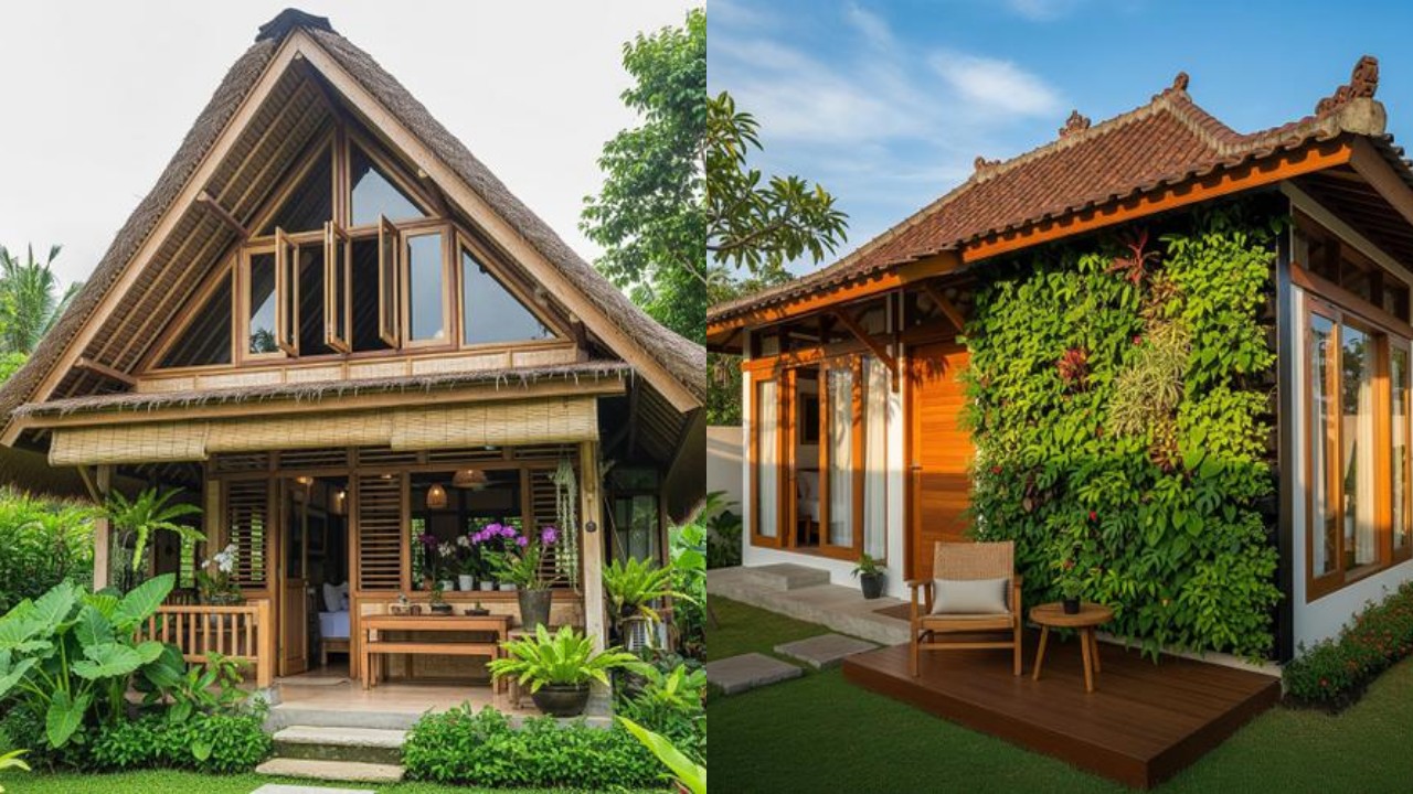 Desain Rumah Mungil Cantik Bernuansa Tropis, Sejuk dan Nyaman Meski Lahan Terbatas!