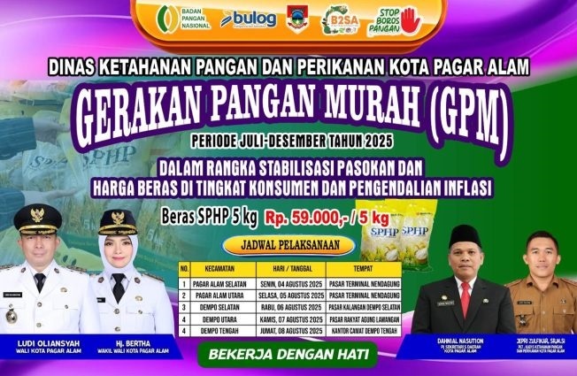 Gelar Pangan Murah, Ingat Ini Jadwalnya di Pagar Alam