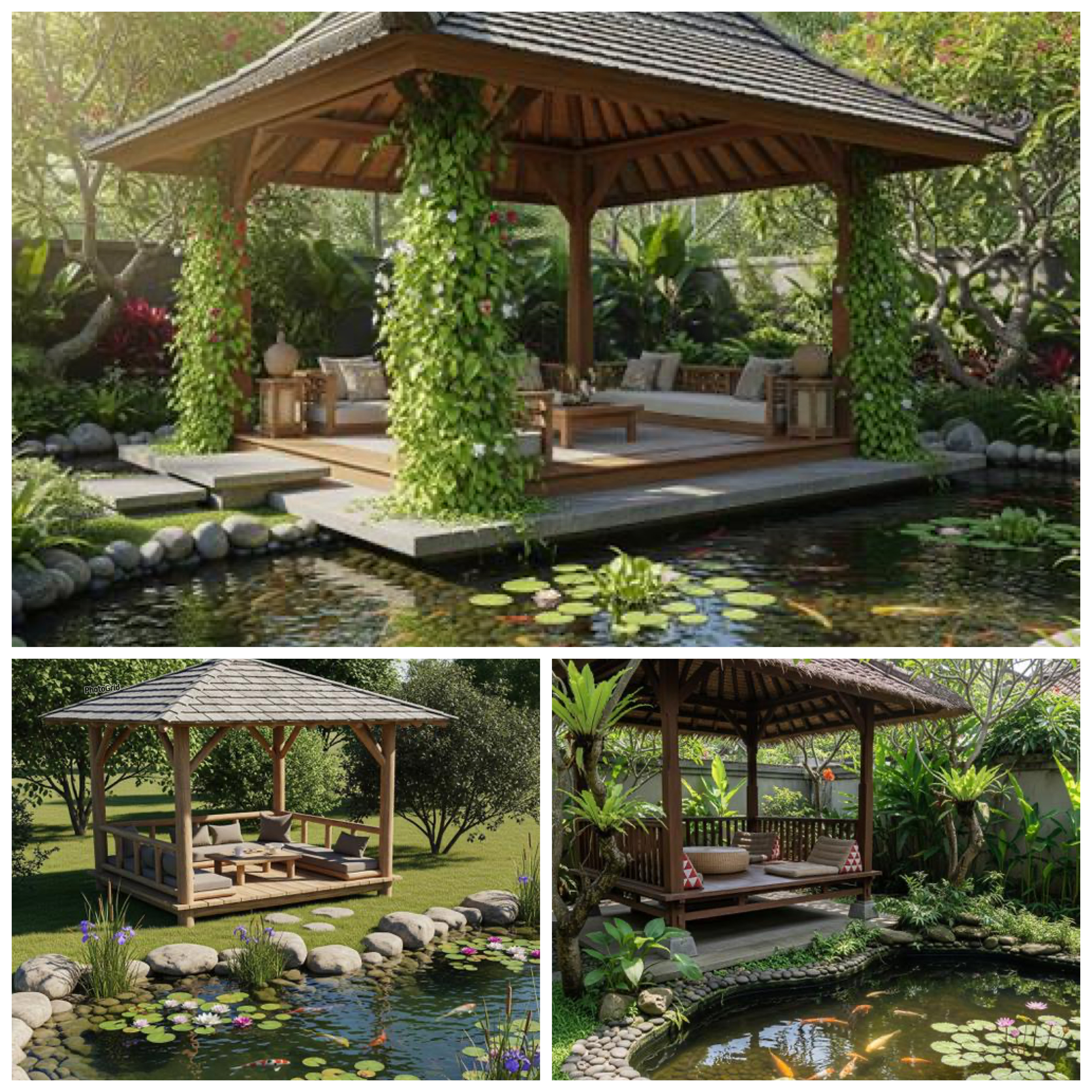 Gazebo Minimalis di Tepi Kolam, Sudut Favorit Keluarga untuk Bersantai Setiap Hari!