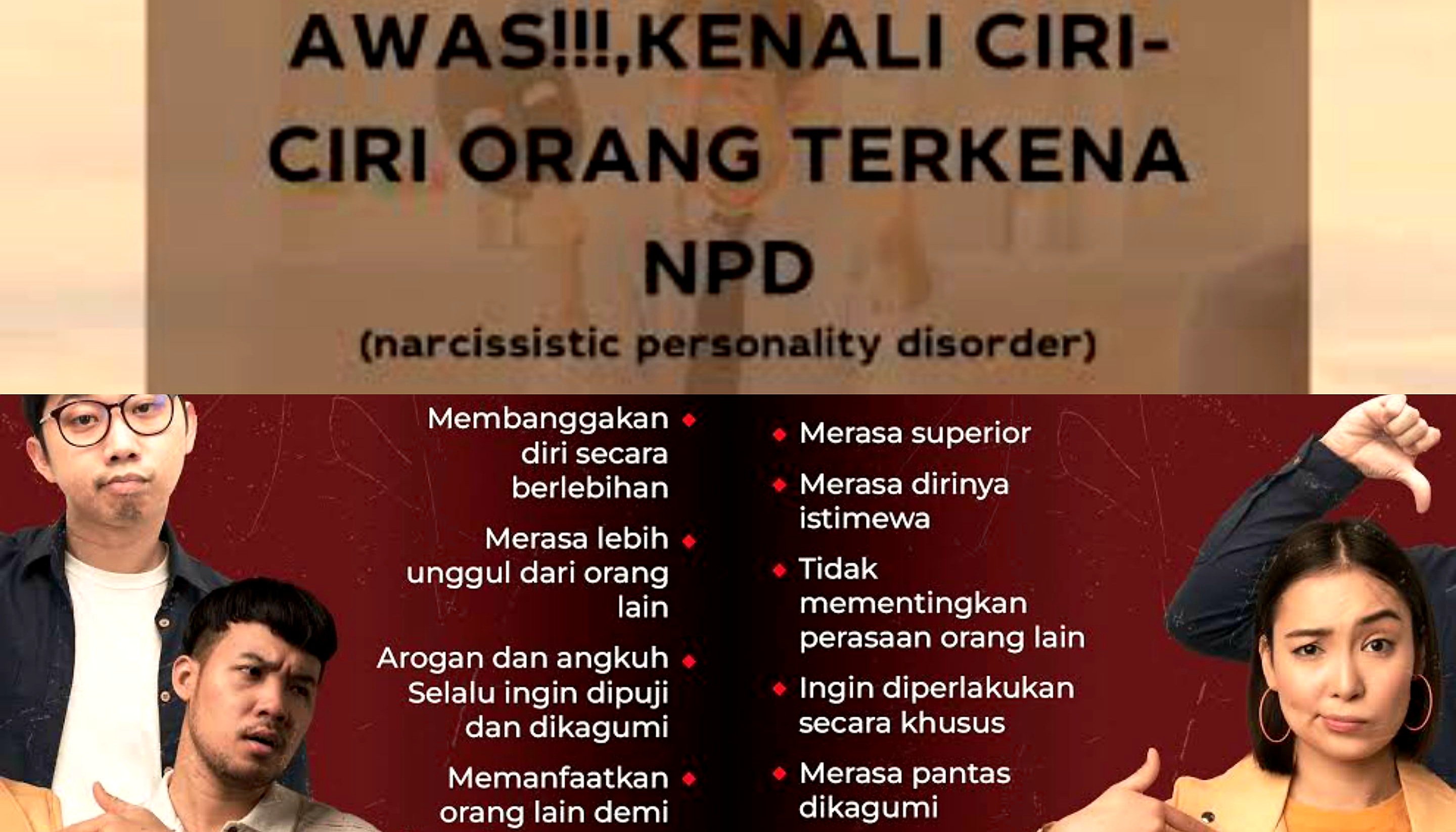 Cek Orang Sekitarmu! Ini Ciri-ciri Orang yang dengan Gangguan Kepribadian NPD