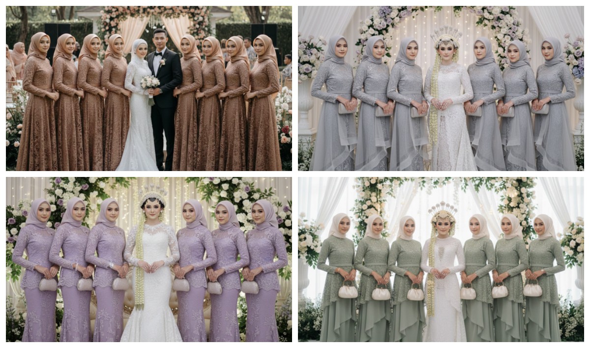 Model Gamis Brokat Soft Color Tampil Elegan dan Stand Out untuk Bridesmaid Berhijab 2025